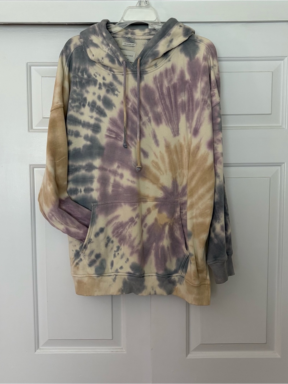 American Eagle Outfitters Tie-Dye Hoodie - Purple, Gray, Cream